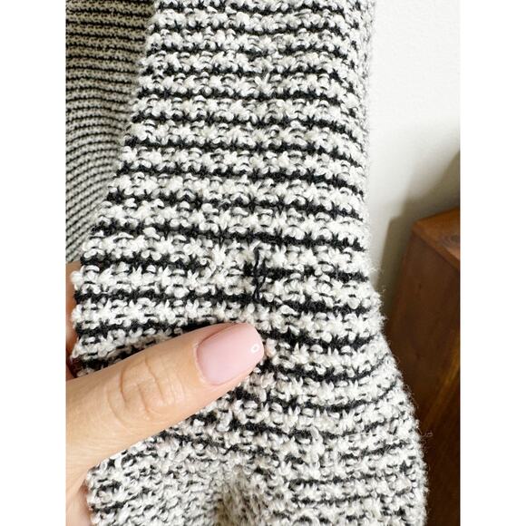 Eileen Fisher Classic Boucle Striped Waterfall Cardigan Black and White Medium - Picture 6 of 6